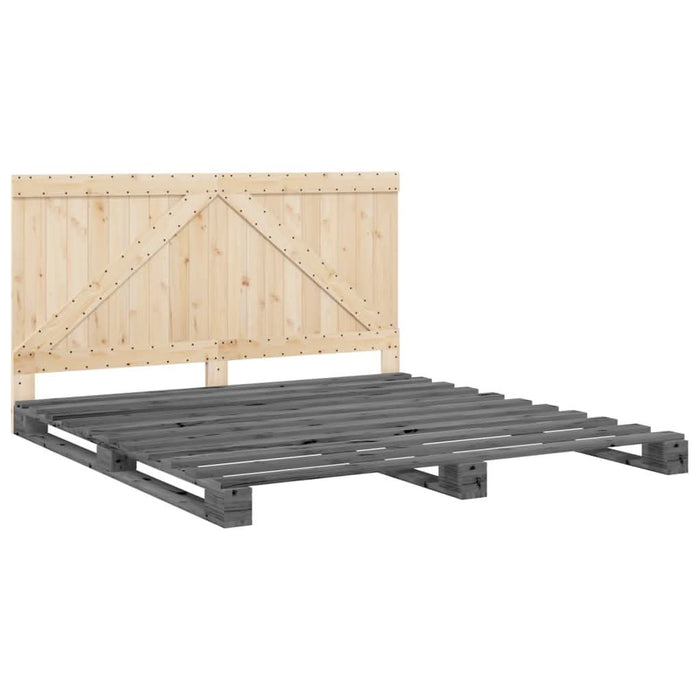Cadru pat cu tăblie 200x200 cm, gri, lemn masiv de pin - WALTI WALTI