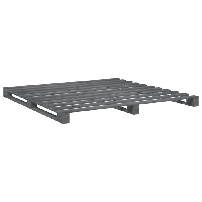 Cadru pat cu tăblie 200x200 cm, gri, lemn masiv de pin - WALTI WALTI