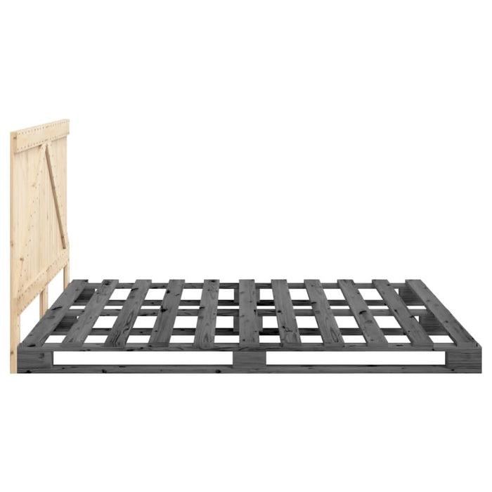 Cadru pat cu tăblie 200x200 cm, gri, lemn masiv de pin - WALTI WALTI