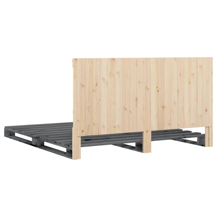 Cadru pat cu tăblie 200x200 cm, gri, lemn masiv de pin - WALTI WALTI