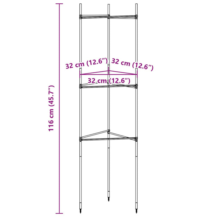 Suport pentru roșii, 8 buc., 116 cm, oțel și PP - WALTI WALTI