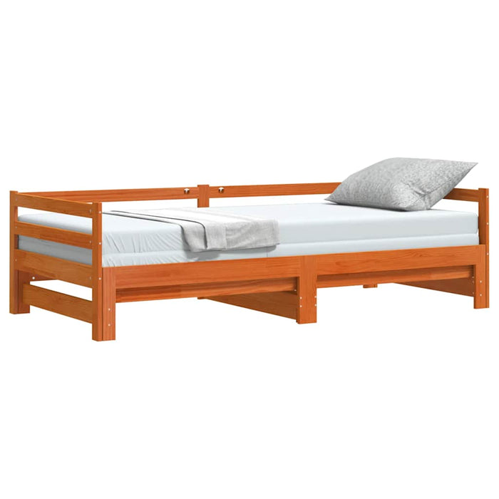 Pat zi cu extensie fără saltele, maro, 90x190 cm, lemn masiv - WALTI WALTI