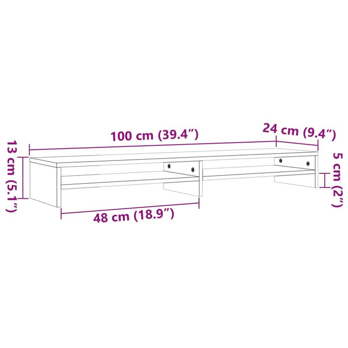 Stand pentru monitor, maro ceruit, 100x24x13 cm, lemn masiv pin - WALTI WALTI