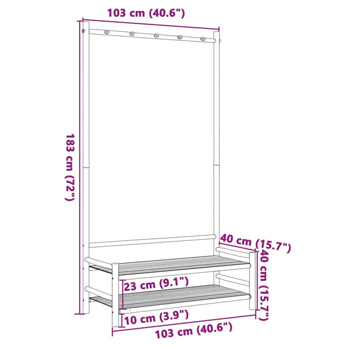 Cuier pentru haine cu rafturi, 103x40x183 cm, bambus - WALTI WALTI