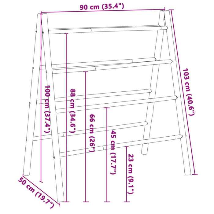 Scară dublă pentru prosoape cu 4 trepte, 90x50x100 cm, bambus - WALTI WALTI