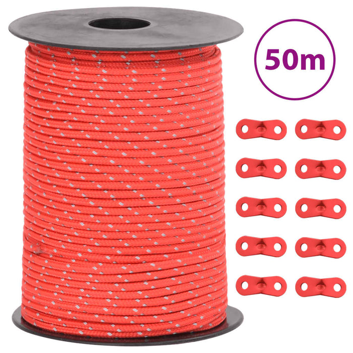 Funie pentru cort cu benzi reflectorizante și chei, 50 m, 3 mm - WALTI WALTI