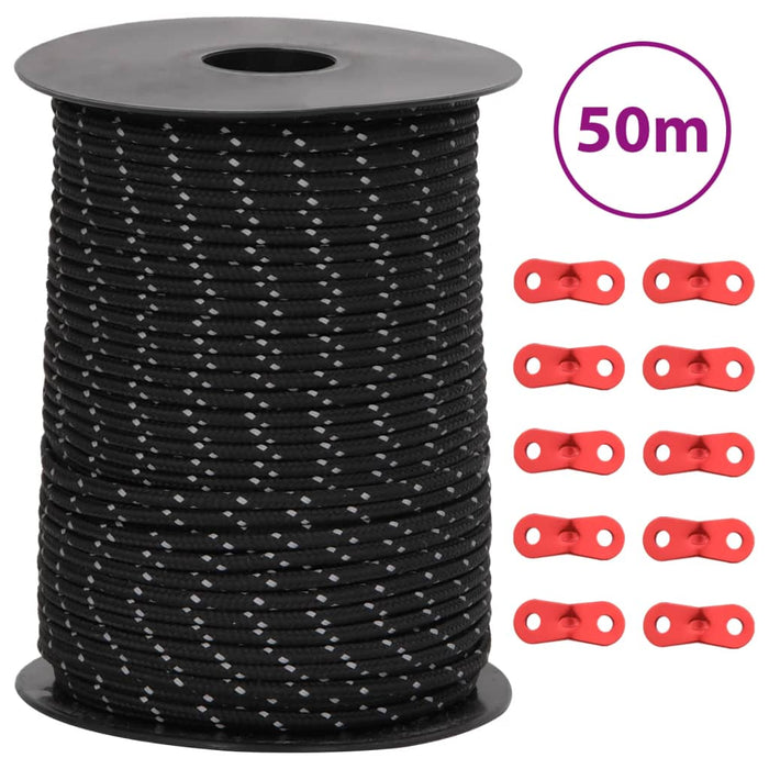Funie pentru cort cu benzi reflectorizante și chei, 50 m, 3 mm - WALTI WALTI
