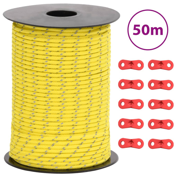 Funie pentru cort cu benzi reflectorizante și chei, 50 m, 3 mm - WALTI WALTI