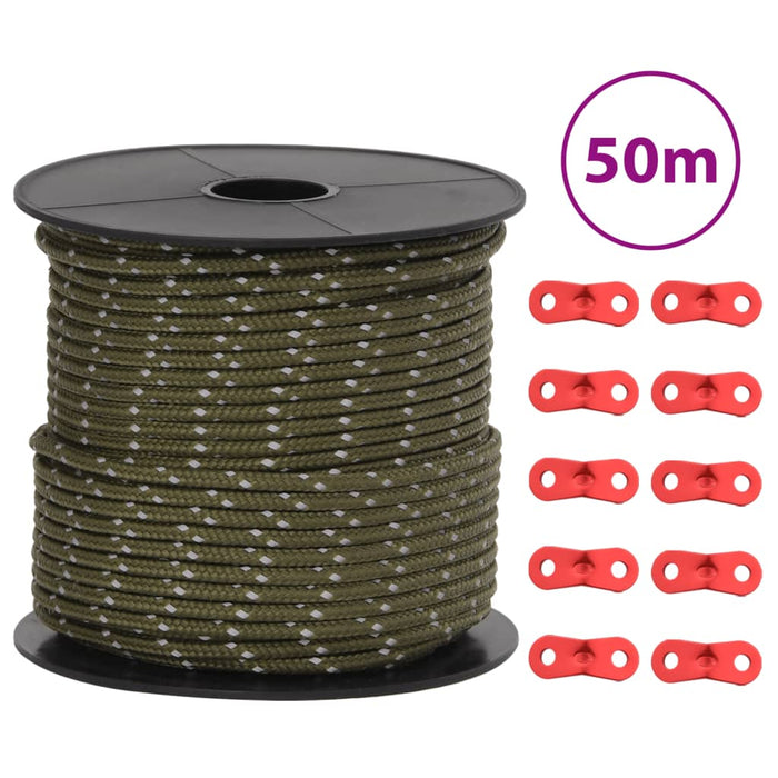 Funie pentru cort cu benzi reflectorizante și chei, 50 m, 4 mm WALTI
