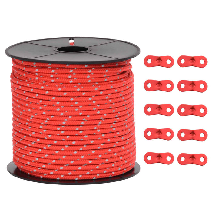 Funie pentru cort cu benzi reflectorizante și chei, 50 m, 4 mm - WALTI WALTI