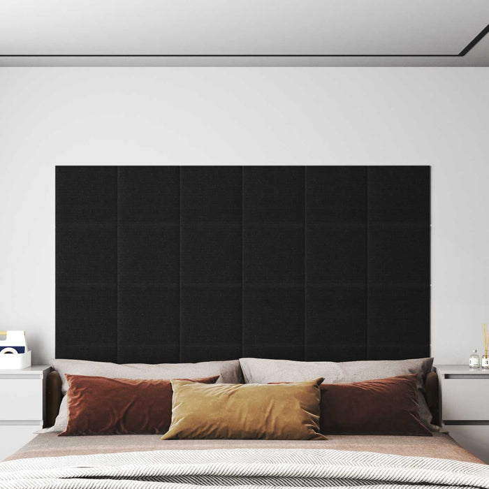 Tăblie de Pat pentru Perete 12 pcs Negru 30 x 30 cm țesătură - WALTI WALTI