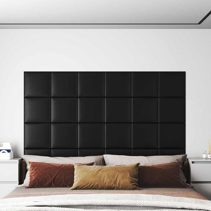 Tăblie de Pat pentru Perete 12 pcs Negru 30 x 30 cm țesătură - WALTI WALTI