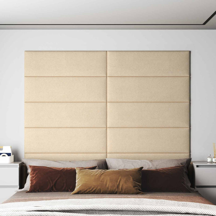 Tăblie de Pat pentru Perete 12 buc. 90 x 30 cm Crem țesătură WALTI