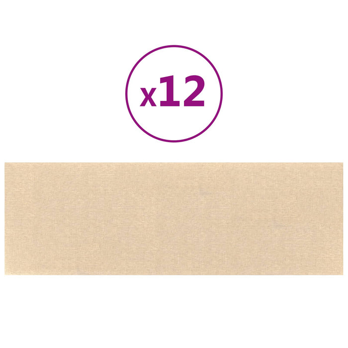 Tăblie de Pat pentru Perete 12 buc. 90 x 30 cm Crem țesătură WALTI