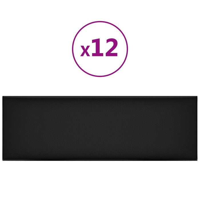 Tăblie de Pat pentru Perete 12 pcs Negru 90 x 30 cm țesătură - WALTI WALTI
