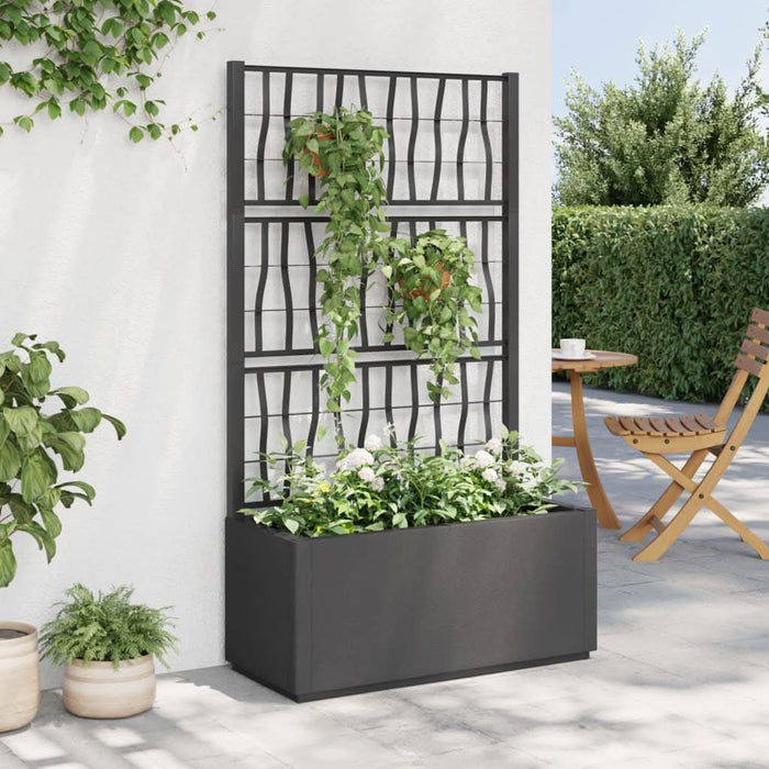 Jardinieră de grădină cu spalier, gri închis, 80x36x140 cm, PP - WALTI WALTI