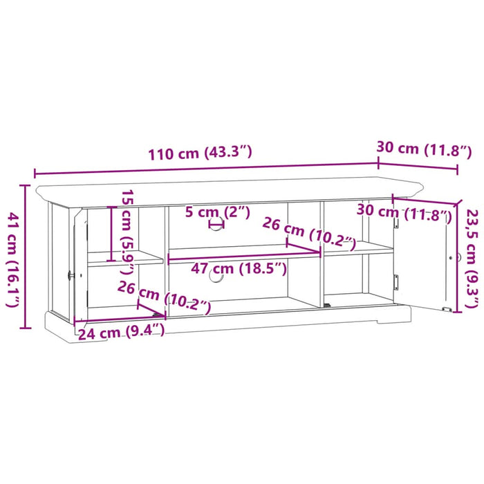 Dulap TV, alb, 110x30x41 cm, lemn prelucrat - WALTI WALTI