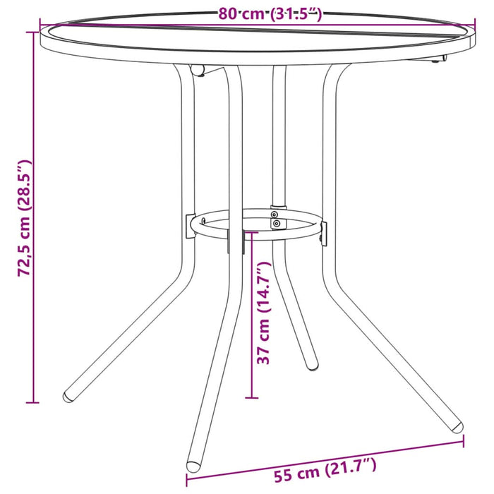 Masă terasă rotundă, antracit, Ø80x72,5 cm oțel vopsit electro. - WALTI WALTI