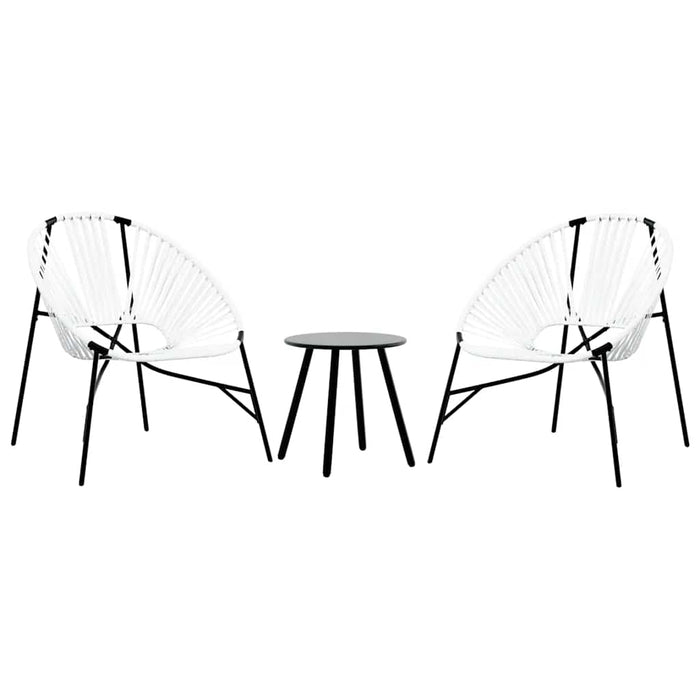 Set scaune de grădină 3 buc Poly Rattan alb și negru - WALTI WALTI