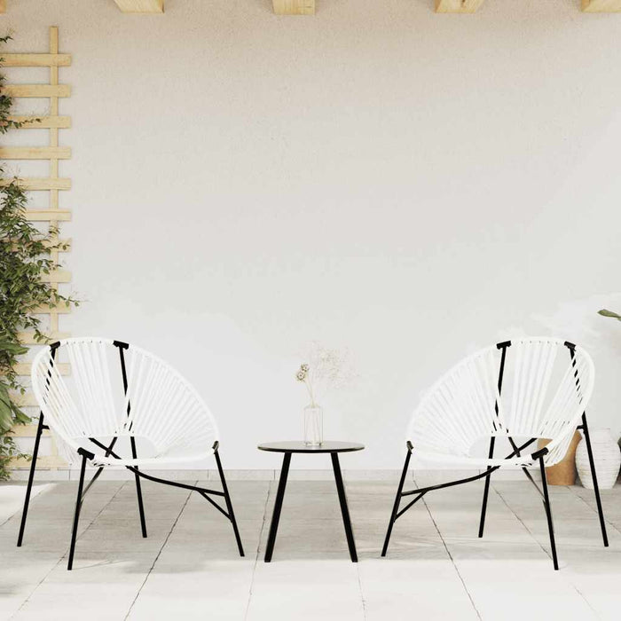 Set scaune de grădină 3 buc Poly Rattan alb și negru - WALTI WALTI