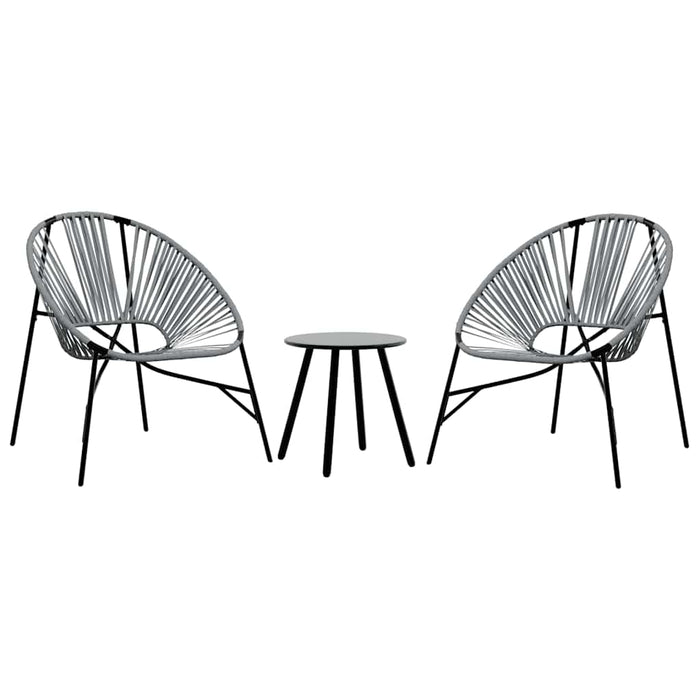Set scaune de grădină 3 buc Polyrattan negru și gri deschis - WALTI WALTI