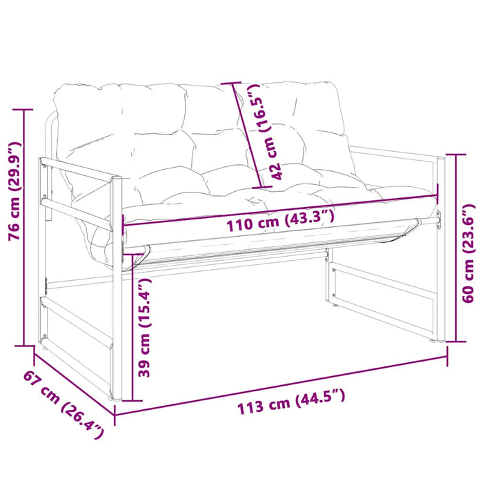 Bancă de grădină cu pernă, taupe, 113 cm, oțel - WALTI WALTI