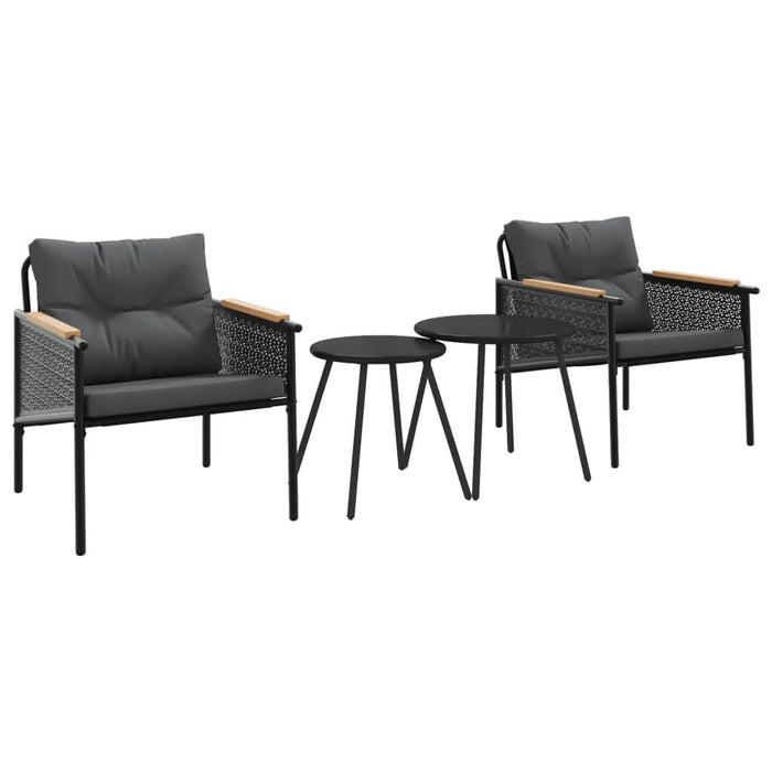 Set mobilier de balcon, 4 piese, cu perne, negru, oțel - WALTI WALTI