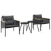 Set mobilier de balcon, 4 piese, cu perne, negru, oțel - WALTI WALTI