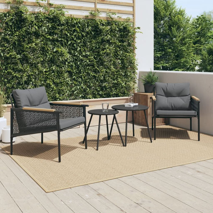 Set mobilier de balcon, 4 piese, cu perne, negru, oțel - WALTI WALTI
