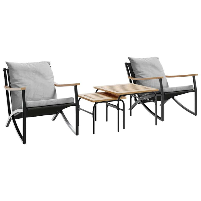 Set mobilier de balcon, 4 piese, cu perne, negru, oțel - WALTI WALTI