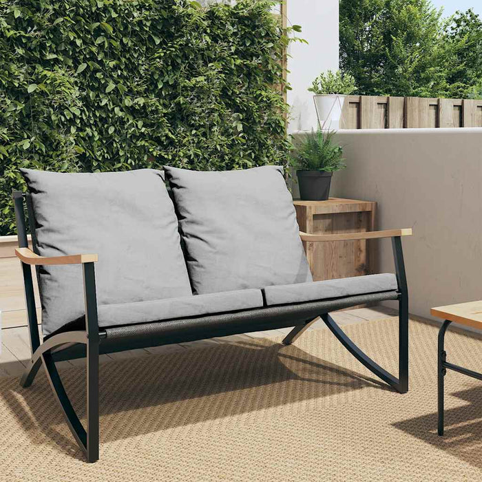 Bancă de grădină cu perne, negru, 120 cm, oțel - WALTI WALTI