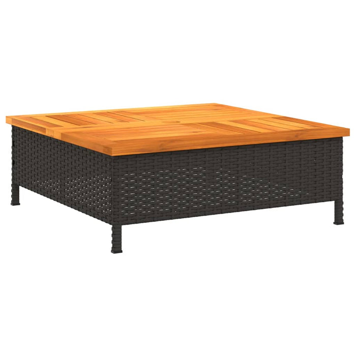 Masă de grădină, negru, 70x70x25 cm, poliratan și lemn acacia - WALTI WALTI