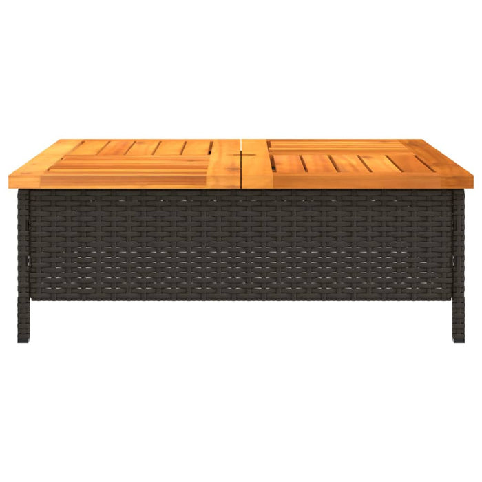 Masă de grădină, negru, 70x70x25 cm, poliratan și lemn acacia - WALTI WALTI