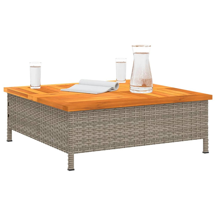 Masă de grădină, gri, 70x70x25 cm, poliratan și lemn acacia - WALTI WALTI