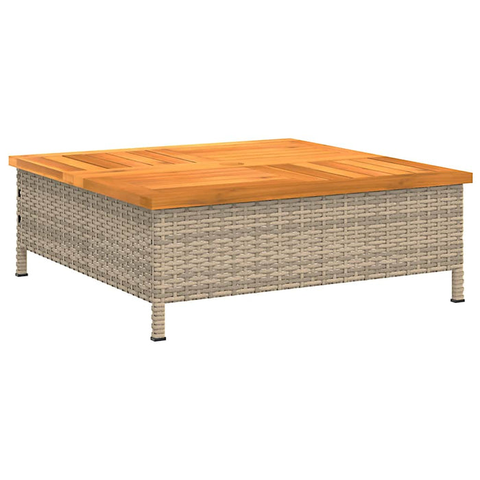 Masă de grădină, bej, 70x70x25 cm, poliratan și lemn acacia - WALTI WALTI