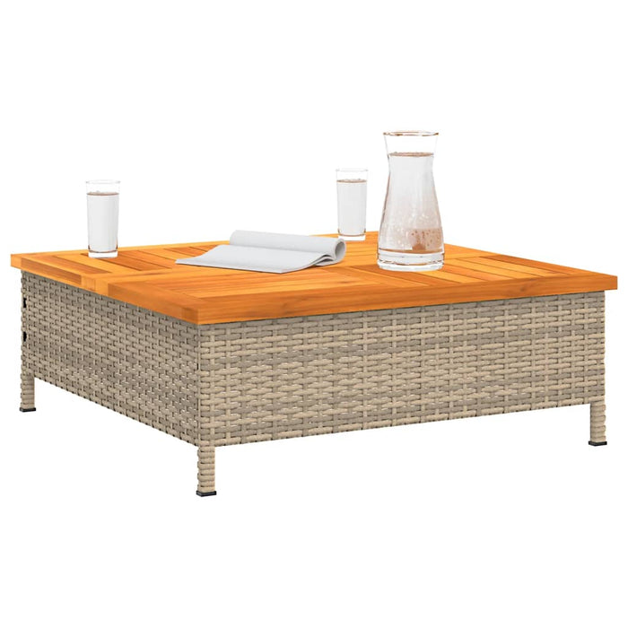 Masă de grădină, bej, 70x70x25 cm, poliratan și lemn acacia - WALTI WALTI