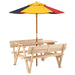 Masă de picnic pentru 4 copii, cu umbrelă, lemn masiv brad - WALTI WALTI
