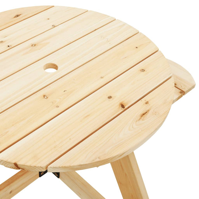 Masă picnic pentru 4 copii cu umbrelă, rotundă, lemn masiv brad - WALTI WALTI