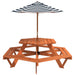 Masă picnic pentru 6 copii cu umbrelă, hexagon, lemn masiv brad - WALTI WALTI