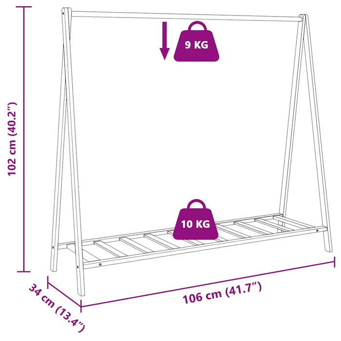 Cuier pentru haine cu rafturi, 106x34x102 cm, bambus - WALTI WALTI