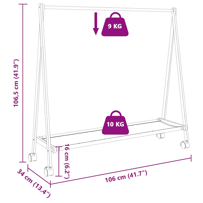 Suport pentru haine cu rafturi și roți 106x34x106,5 cm bambus - WALTI WALTI