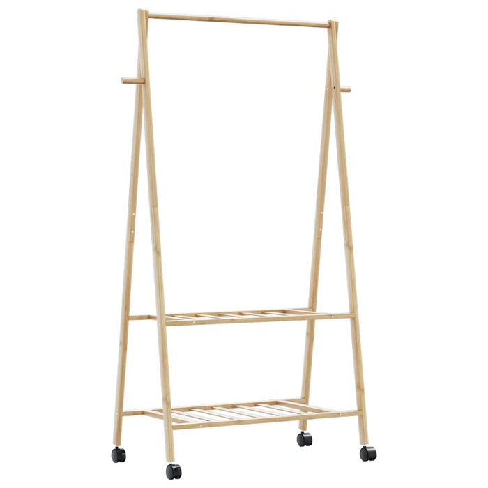 Suport pentru haine cu rafturi și roți 96x45,5x155,5 cm bambus - WALTI WALTI