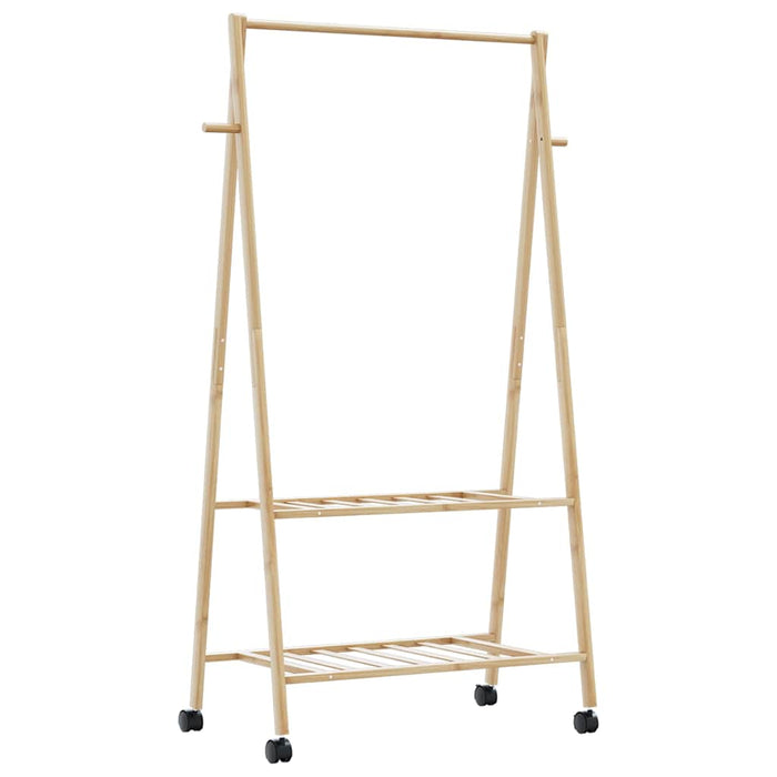 Suport pentru haine cu rafturi și roți 96x45,5x155,5 cm bambus - WALTI WALTI