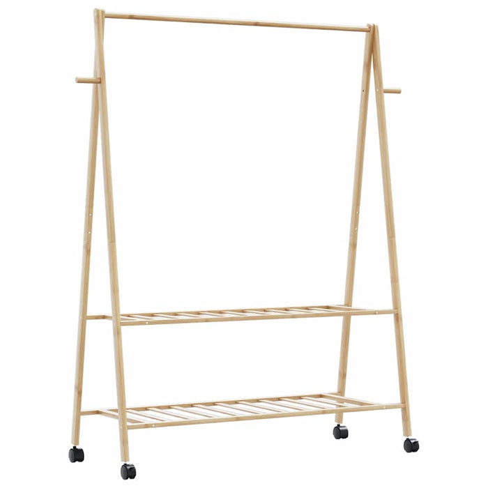 Suport pentru haine cu rafturi și roți 132x45,5x155,5 cm bambus - WALTI WALTI