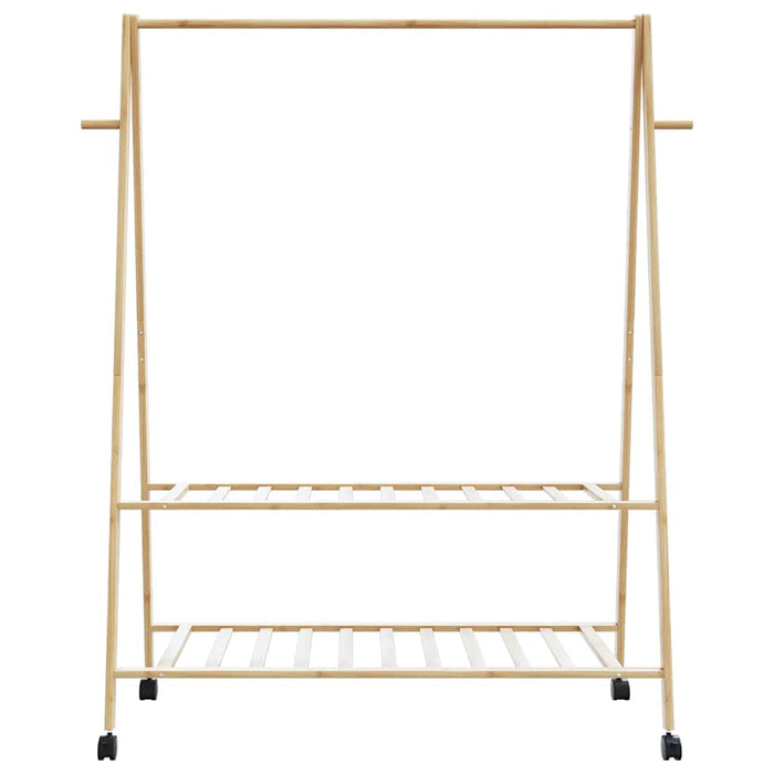 Suport pentru haine cu rafturi și roți 132x45,5x155,5 cm bambus - WALTI WALTI