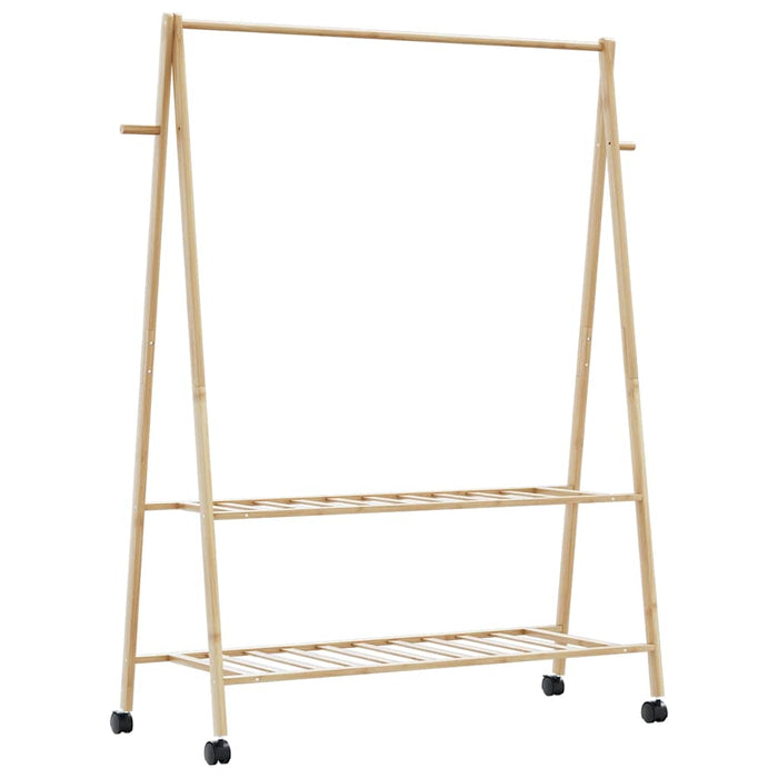 Suport pentru haine cu rafturi și roți 132x45,5x155,5 cm bambus - WALTI WALTI
