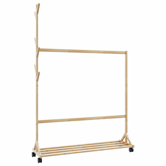 Suport pentru haine cu cârlige și roți 100x35x157 cm bambus - WALTI WALTI