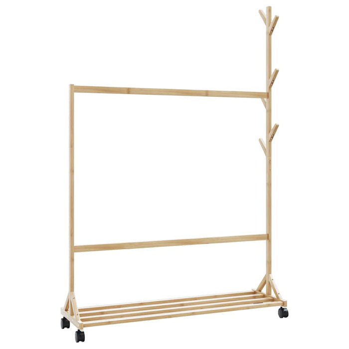 Suport pentru haine cu cârlige și roți 100x35x157 cm bambus - WALTI WALTI