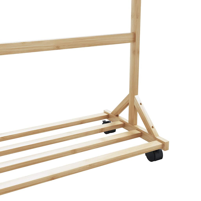 Suport pentru haine cu cârlige și roți 100x35x157 cm bambus - WALTI WALTI