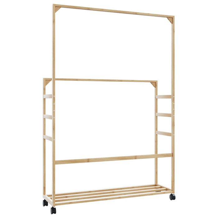Suport pentru haine cu rafturi și roți 90x35x155 cm bambus - WALTI WALTI